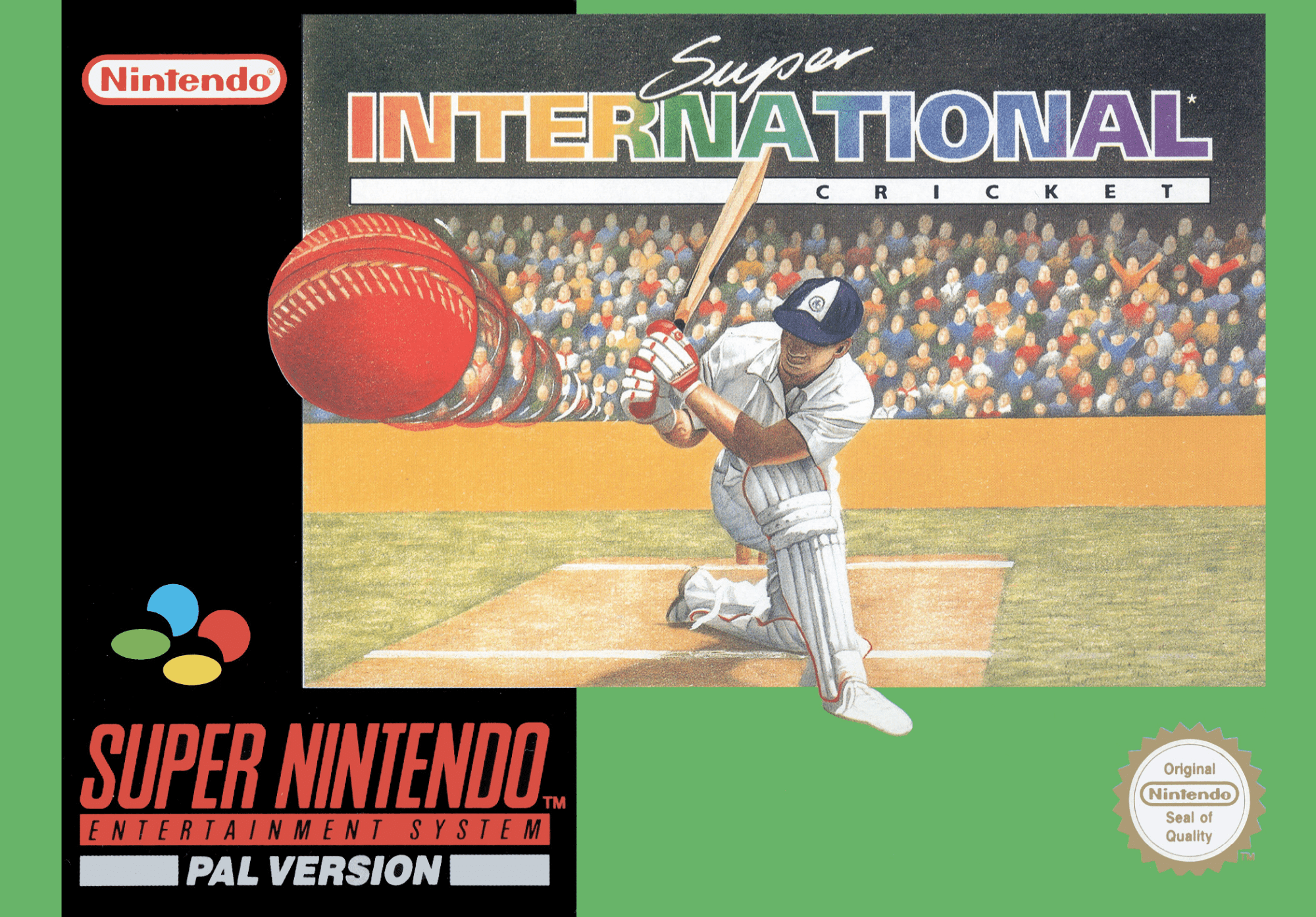 Super International Cricket box art for Super Nintendo
